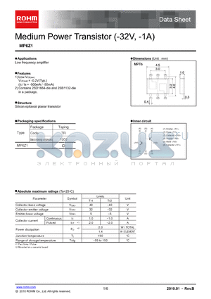 MP6Z1 datasheet - Medium Power Transistor (-32V, -1A)