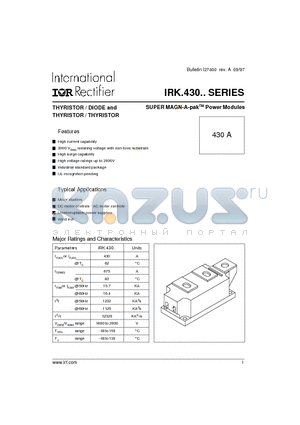 IRKH430-18 datasheet - SUPER MAGN-A-pak-TM Power Modules