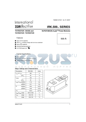 IRKH500-08 datasheet - SUPER MAGN-A-pak Power Modules