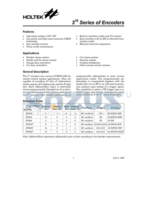 HT6187 datasheet - 3(18) Series of Encoders