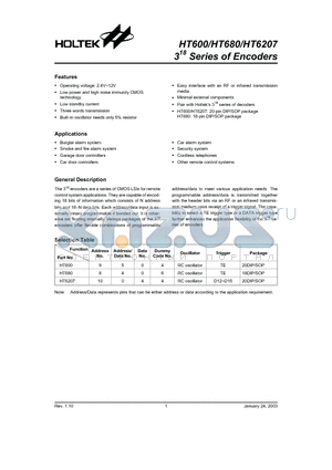 HT6207 datasheet - 318 Series of Encoders