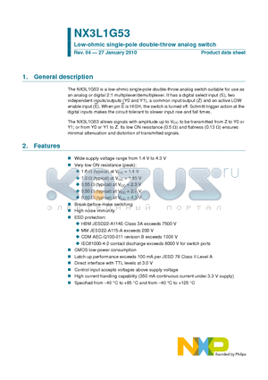 NX3L1G53 datasheet - Low-ohmic single-pole double-throw analog switch