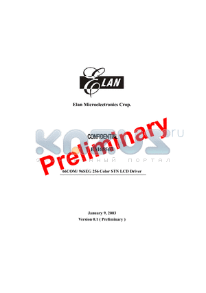 EM65567AF datasheet - 66 COM/ 96 SEG 256 Color STN LCD Driver