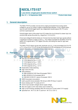 NX3L1T5157 datasheet - Low-ohmic single-pole double-throw switch