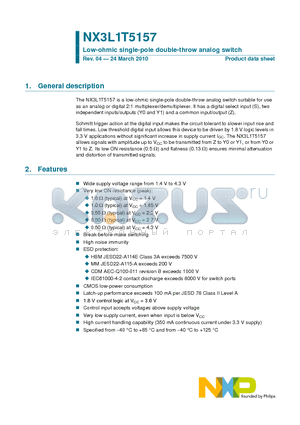 NX3L1T5157GM datasheet - Low-ohmic single-pole double-throw analog switch