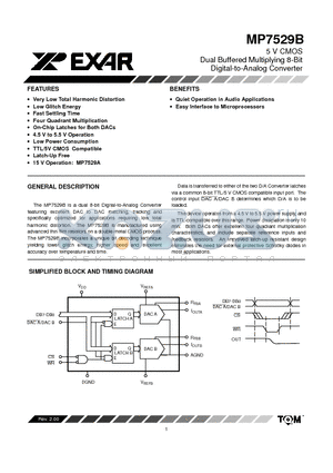 MP7529BJN datasheet - 5 V CMOS Dual Buffered Multiplying 8-Bit Digital-to-Analog Converter