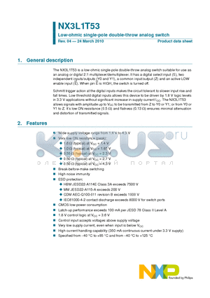 NX3L1T53GT datasheet - Low-ohmic single-pole double-throw analog switch