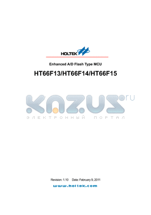 HT66F14 datasheet - Enhanced A/D Flash Type MCU