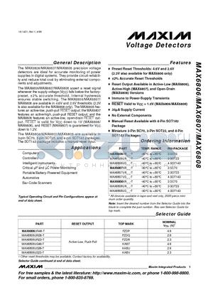 MAX6806UR23-T datasheet - Voltage Detectors