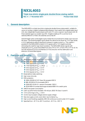 NX3L4053PW datasheet - Triple low-ohmic single-pole double-throw analog switch