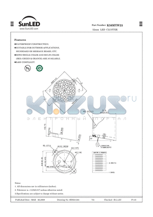 K50MYW23 datasheet - 52mm LED CLUSTER