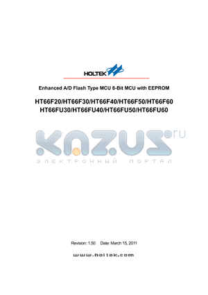 HT66F20_11 datasheet - Enhanced A/D Flash Type MCU 8-Bit MCU with EEPROM