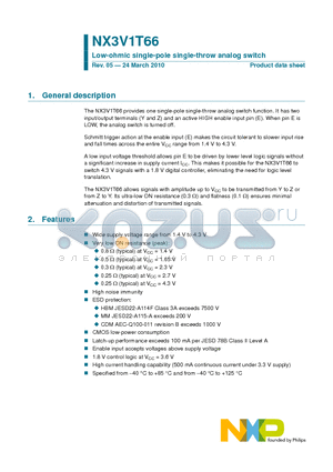 NX3V1T66 datasheet - Low-ohmic single-pole single-throw analog switch