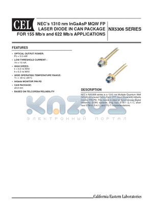 NX5306 datasheet - NEC 1310 nm InGaAsP MQW FP LASER DIODE IN CAN PACKAGE