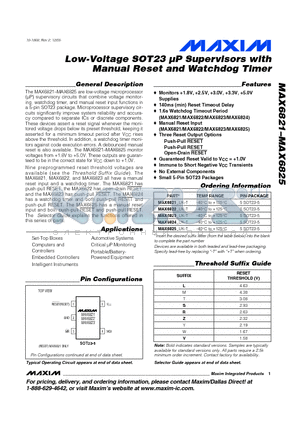 MAX6821_05 datasheet - Low-Voltage SOT23 uP Supervisors with Manual Reset and Watchdog Timer