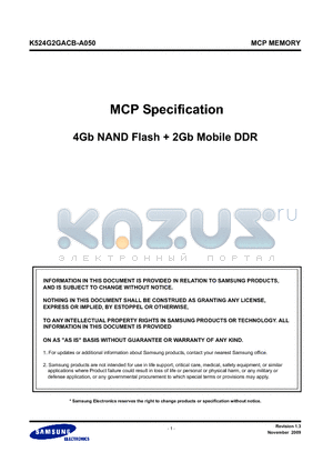 K524G2GACB-A050 datasheet - MCP MEMORY