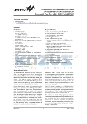 HT68FU60 datasheet - Enhanced I/O Flash Type MCU 8-Bit MCU with EEPROM