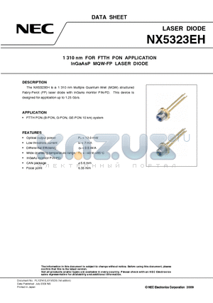 NX5323EH datasheet - 1 310 nm FOR FTTH PON APPLICATION InGaAsP MQW-FP LASER DIODE