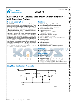 LM22678 datasheet - 5A SIMPLE SWITCHER^, Step-Down Voltage Regulator with Precision Enable