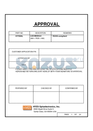 HT7005L datasheet - LCD MODULE