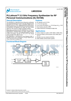 LM2324ATMX datasheet - PLLatinum 2.2 GHz Frequency Synthesizer for RF Personal Communications (SL163188)