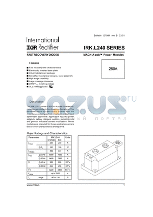 IRKL240 datasheet - MAGN-A-pak Power Modules