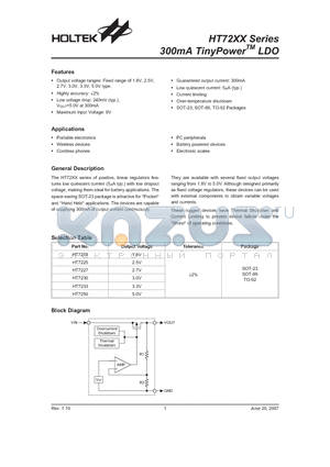 HT7225 datasheet - 300mA TinyPowerTM LDO