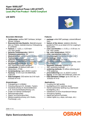 LWA67C-S2U1-3K6L datasheet - Lead (Pb) Free Product - RoHS Compliant