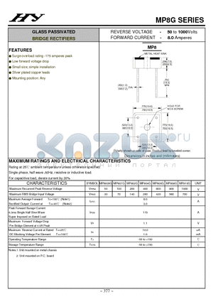 MP801G datasheet - GLASS PASSIVATED BRIDGE RECTIFIERS