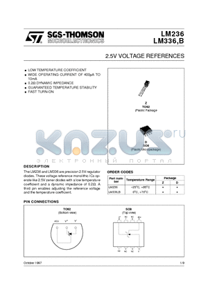 LM236Z datasheet - 2.5V VOLTAGE REFERENCES