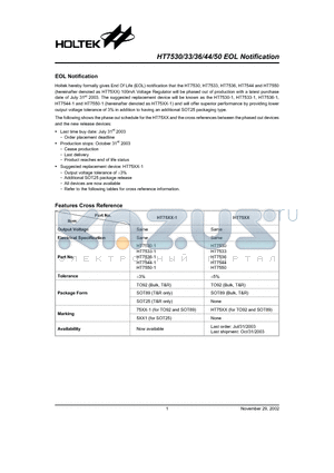 HT7530-1 datasheet - 100mA Voltage Regulator