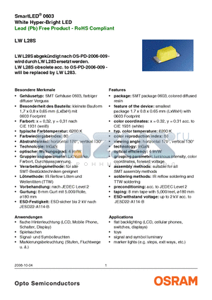 LWL28S-N1P2-3K8L-1 datasheet - Lead (Pb) Free Product - RoHS Compliant