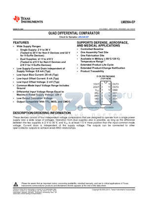 LM239AMDREP datasheet - QUAD DIFFERENTIAL COMPARATOR