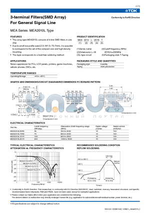 MEA2010L75R0 datasheet - 3-terminal Filters(SMD Array) For General Signal Line