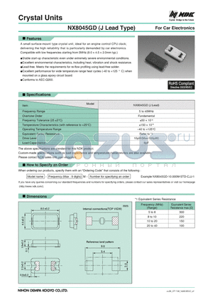 NX8045GD datasheet - Crystal Units For Car Electronics