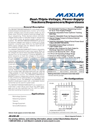 MAX6878ETG+ datasheet - Dual-/Triple-Voltage, Power-Supply Trackers/Sequencers/Supervisors