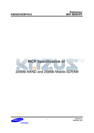 K5D5657ACM datasheet - 256Mb NAND and 256Mb Mobile SDRAM