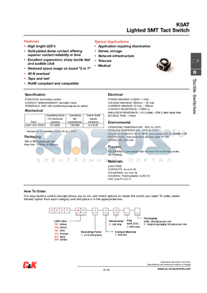 K5AT datasheet - Lighted SMT Tact Switch