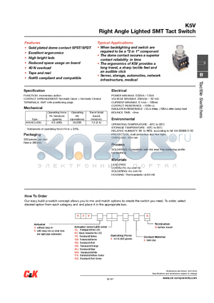 K5V4CL43G datasheet - Right Angle Lighted SMT Tact Switch