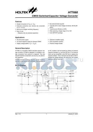 HT7660 datasheet - CMOS Switched-Capacitor Voltage Converter