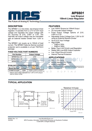 MP8801DJ-3.3 datasheet - Low Dropout 150mA Linear Regulator