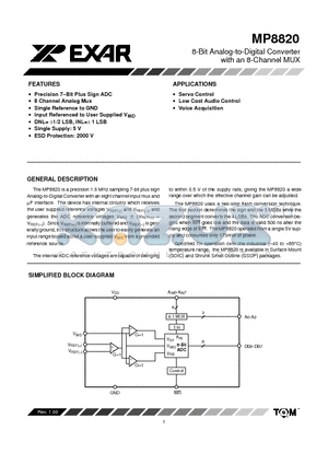 MP8820AQ datasheet - 8-Bit Analog-to-Digital Converter with an 8-Channel MUX