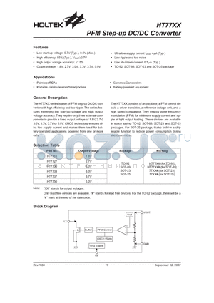 HT7727 datasheet - PFM Step-up DC/DC Converter