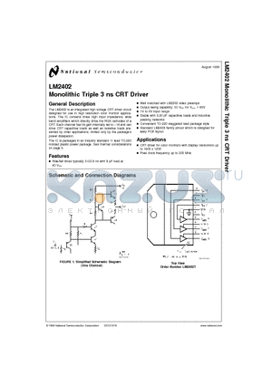 LM24 datasheet - Monolithic Triple 3 ns CRT Driver