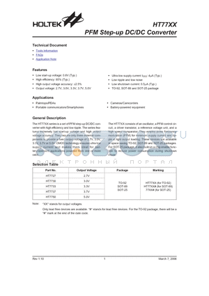 HT7737 datasheet - PFM Step-up DC/DC Converter