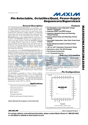 MAX6894ETI datasheet - Pin-Selectable, Octal/Hex/Quad, Power-Supply Sequencers/Supervisors