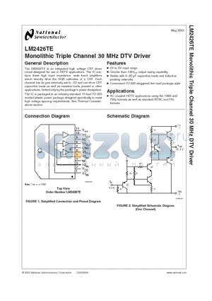 LM2426 datasheet - Monolithic Triple Channel 30 MHz DTV Driver