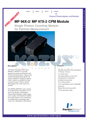 MP962-2 datasheet - Single Photon Counting Module for Particle Measurement