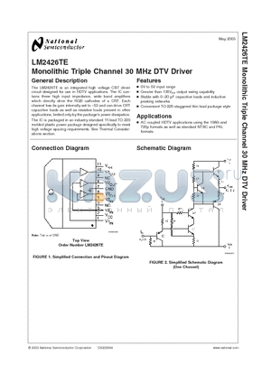 LM2426TE datasheet - Monolithic Triple Channel 30 MHz DTV Driver