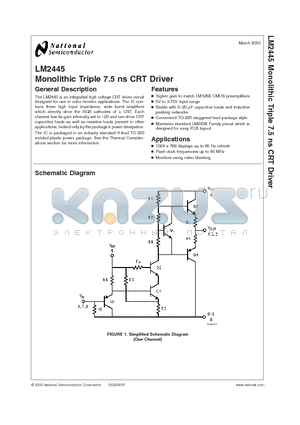 LM2445TA datasheet - Monolithic Triple 7.5 ns CRT Driver